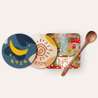 Coasters + Mushroom Magnet + Acacia Spoon - Fresh Ready